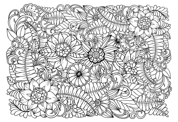 Krásný květinový vzor v černé a bílé. Lze použít pro tisk , — Stockový vektor