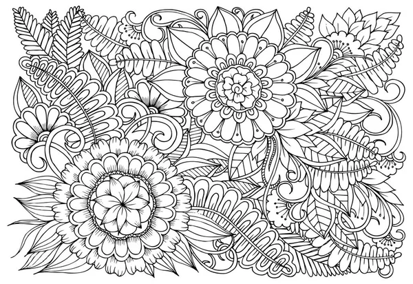 Patrón de flores en blanco y negro. Puede utilizar para imprimir, colorear — Vector de stock