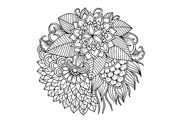 Mandala floral em preto e branco — Vetor de Stock