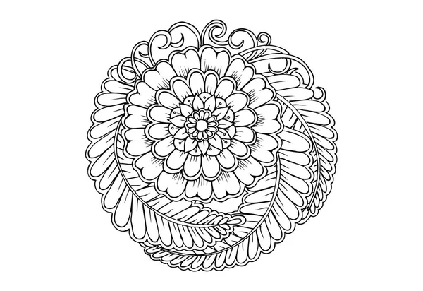 Mandala floral en noir et blanc — Image vectorielle
