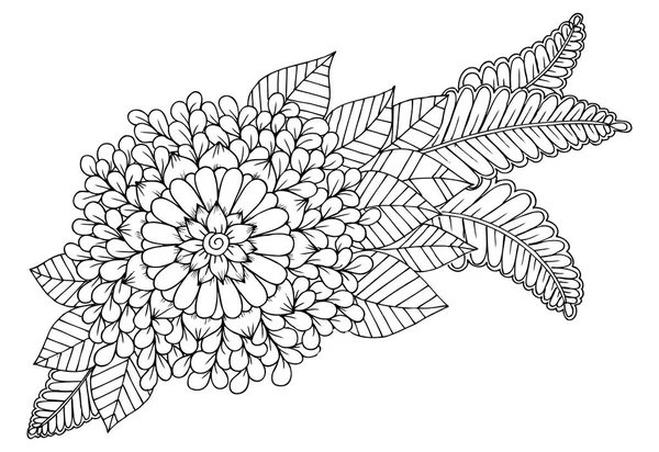 Blütenmuster in schwarz und weiß. kann für Druck, Färbung — Stockvektor