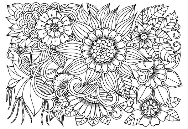 Flower pattern in black and white for adult coloring book. Can u