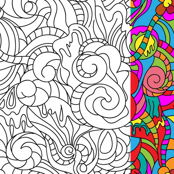 Pattern in black and white for adult coloring book. Can use for — Stockvector