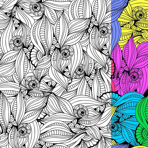 Página de coloração de padrão abstrato monocromático para coloração de adultos — Vetor de Stock