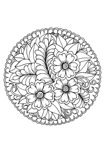 Mandala floral em preto e branco — Vetor de Stock