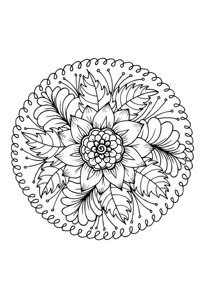 Mandala floral en noir et blanc — Image vectorielle