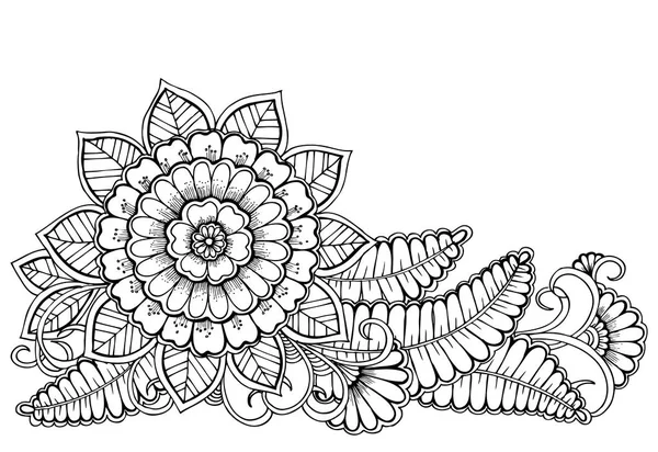 Patrón de flores en blanco y negro. Puede utilizar para imprimir, colorear — Vector de stock