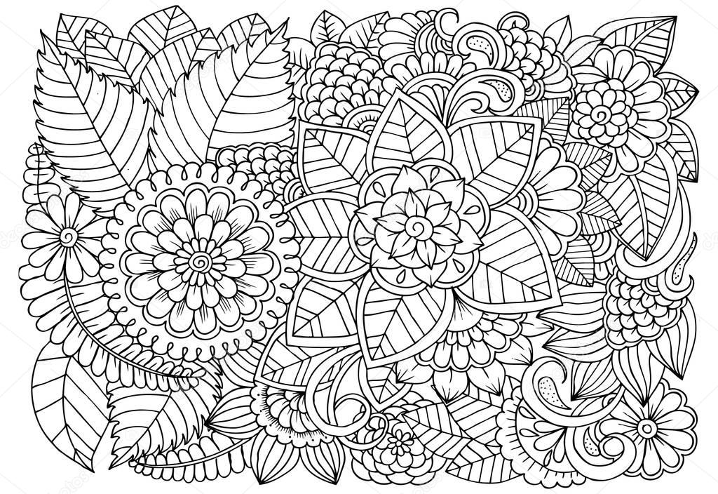 Beautiful floral pattern in black and white. Can use for print ,