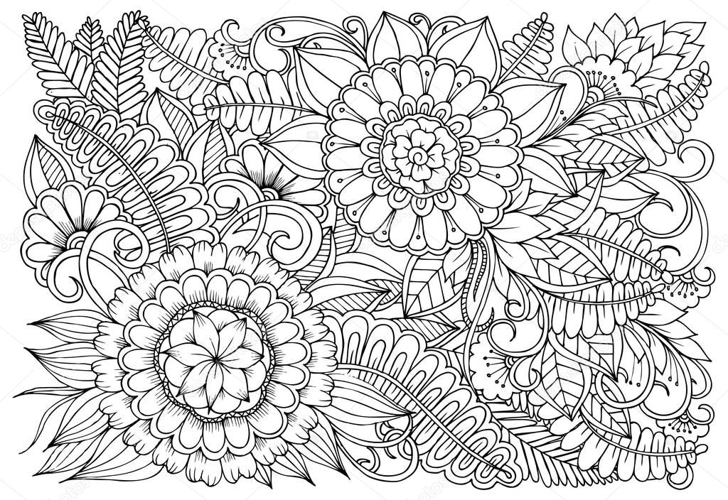 Flower pattern in black and white. Can use for print , coloring 