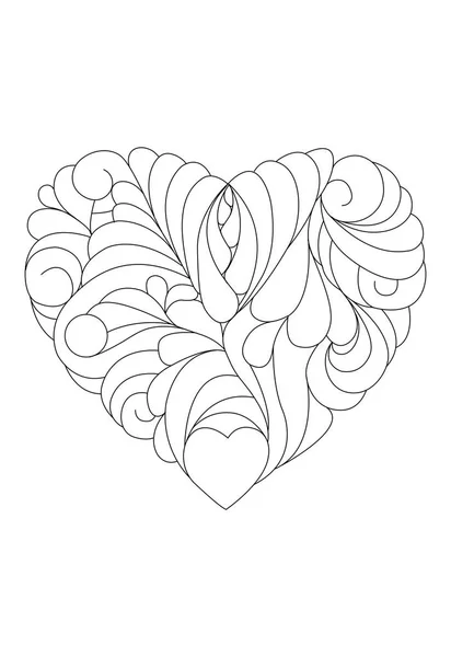 Sevgililer günü kartı. Bir beyaz boyama izole vektör kalp — Stok Vektör