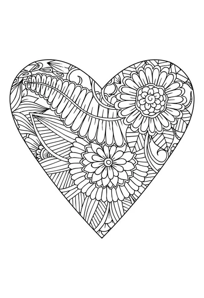 스타일입니다 발렌타인 테마입니다 패턴으로 심장입니다 흰색과 검정색 색칠에 — 스톡 벡터