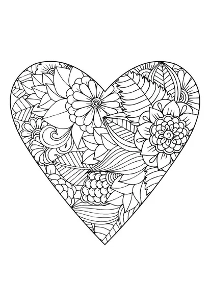 Estilo Livro Para Colorir Tema Dia Dos Namorados Coração Com —  Vetores de Stock