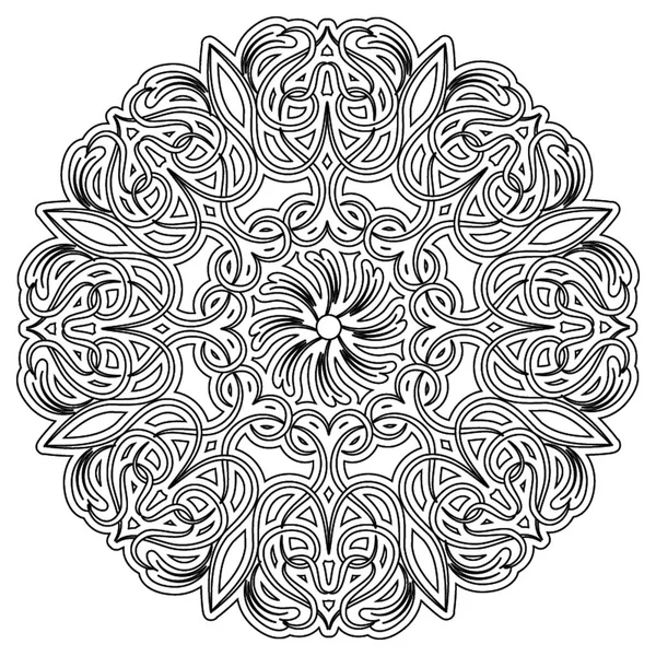 Mandala színezés. Fekete-fehér mintázat. Fekete-fehér kép — Stock Vector