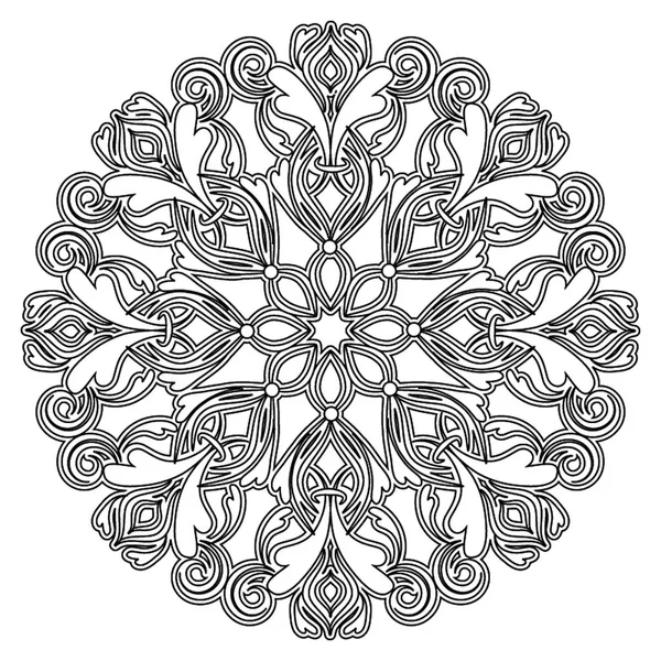 Mandala színezés. Fekete-fehér mintázat. Fekete-fehér kép — Stock Vector