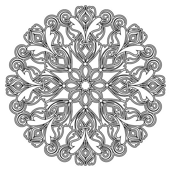 Mandala para colorir. Padrão monocromático. Imagem em preto e branco — Vetor de Stock