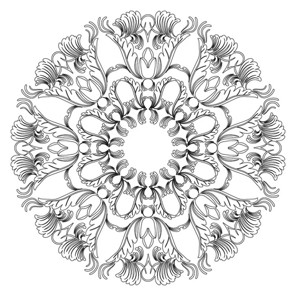 Mandala para colorir. Padrão monocromático. Imagem em preto e branco —  Vetores de Stock