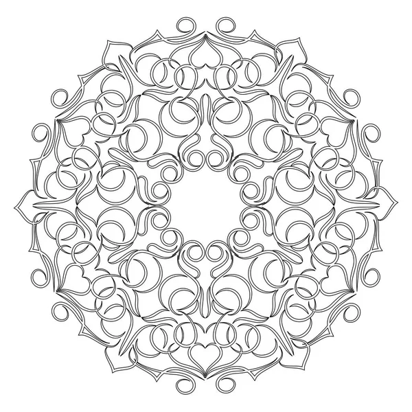 Mandala floral vetorial em preto e branco. Padrão redondo para colo —  Vetores de Stock