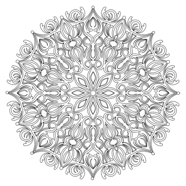 Mandala floral vectoriel en noir et blanc. Modèle rond pour colo — Image vectorielle