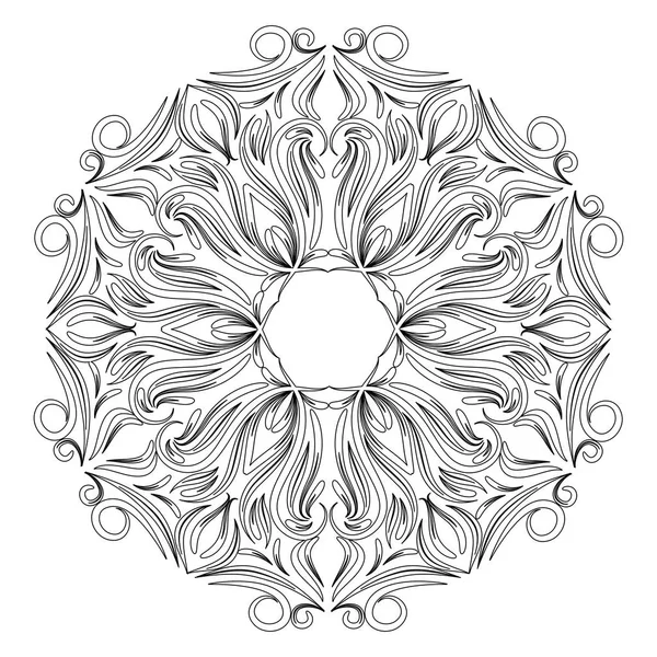 Vector floral mandala in black and white. Round pattern for colo — Stock Vector