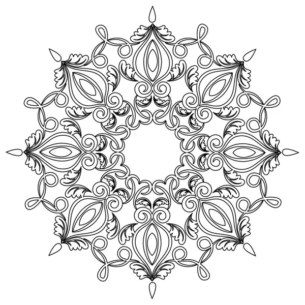 Mandala para colorir. Padrão monocromático. Imagem em preto e branco —  Vetores de Stock