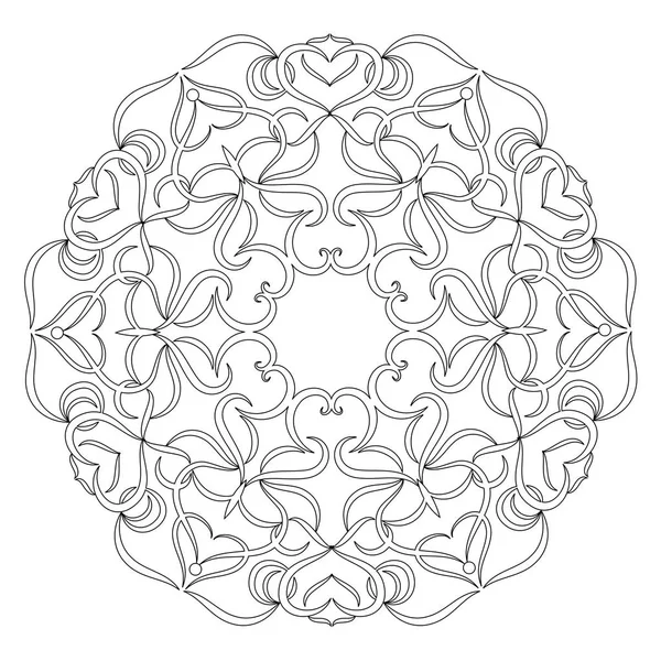 Mandala floral vectoriel en noir et blanc. Modèle rond pour colo — Image vectorielle