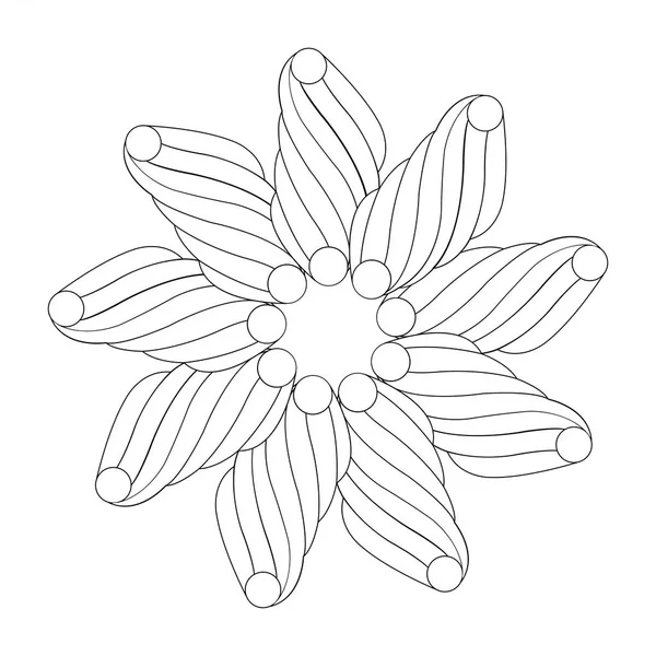 Mandala vectorial en blanco y negro. Patrón redondo para colorear — Vector de stock