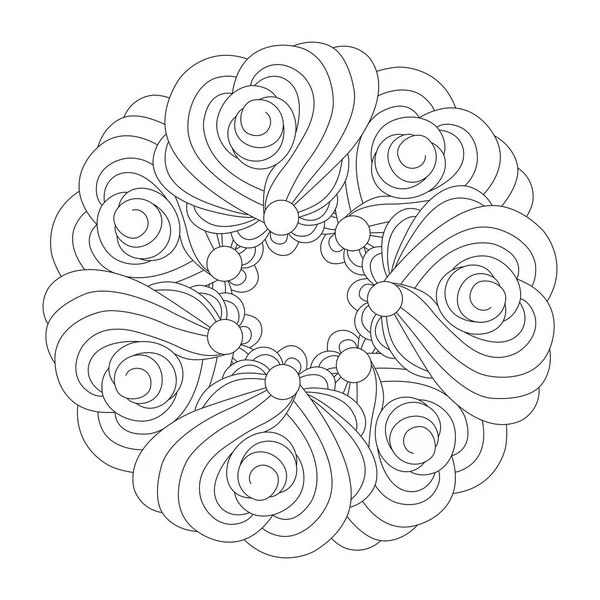 만다라 색칠입니다. Monochrom 패턴입니다. 흑인과 백인 라운드 p — 스톡 벡터