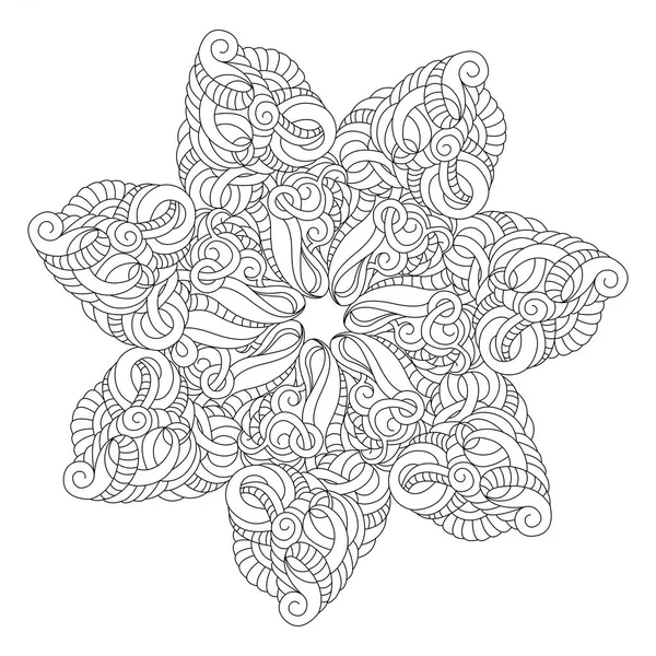 Mandala para colorir. Padrão monocromático. Preto e branco redondo p — Vetor de Stock