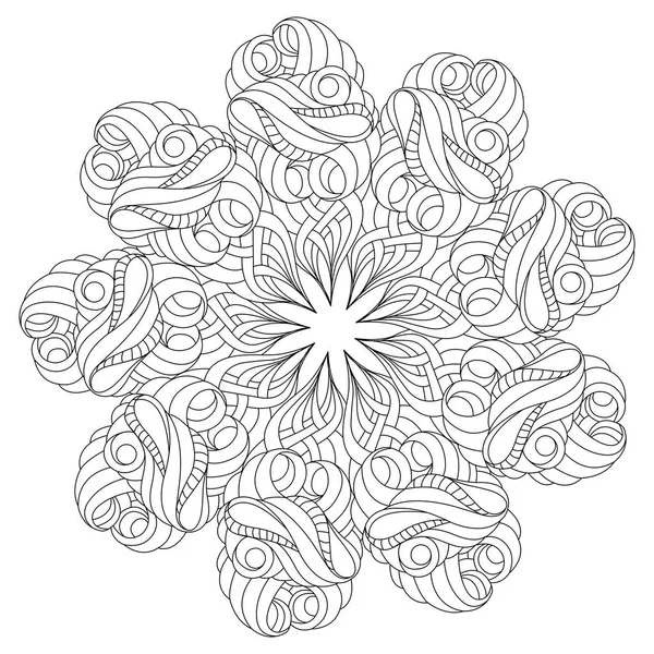 Patrón redondo vectorial blanco y negro.Mandala monocromo para el color — Vector de stock