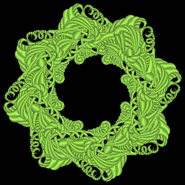 Stickerei rundes Muster. moderner Rahmen für Ihr Design. grün v — Stockvektor