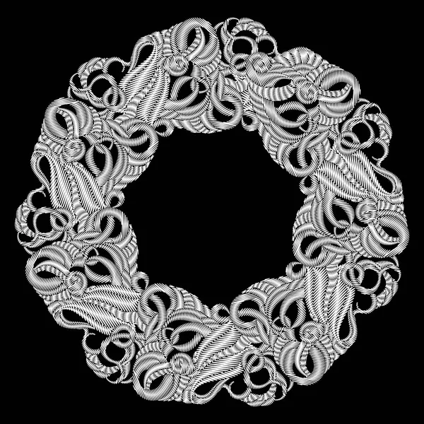 Borduurwerk ronde patroon. Kant ornament. Vectorillustratie — Stockvector