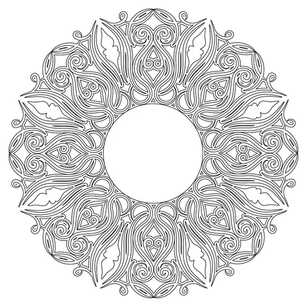 Mandala para colorir. Padrão monocromático. Imagem em preto e branco — Vetor de Stock