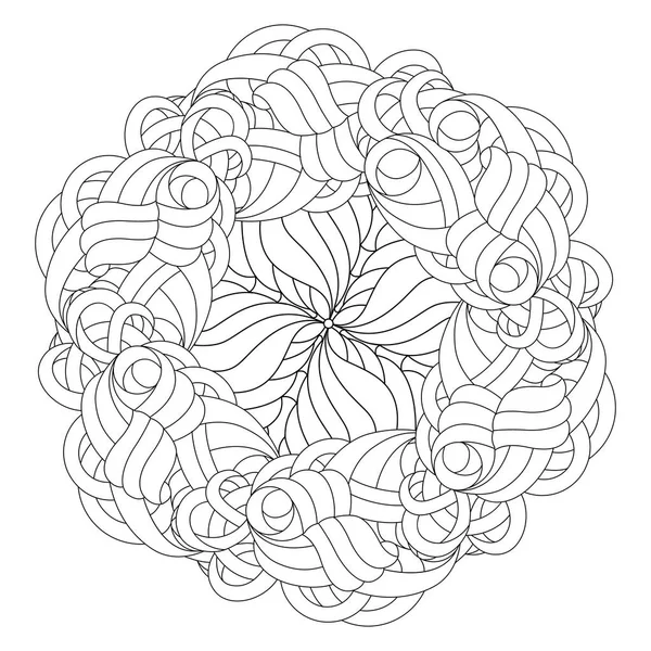 Mandala vetorial em preto e branco para livro de colorir adulto — Vetor de Stock