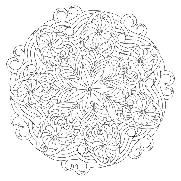 Vector mandala in zwart-wit voor volwassen kleurboek — Stockvector