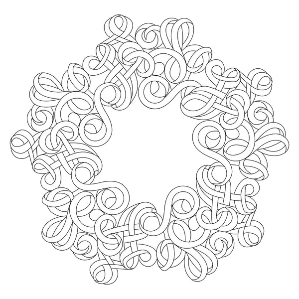 Векторный круглый рисунок в черно-белом цвете для взрослых — стоковый вектор