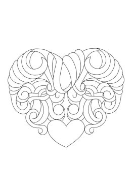 Boyama kitabı stili. Sevgililer Günü teması. Kalp soyut p ile