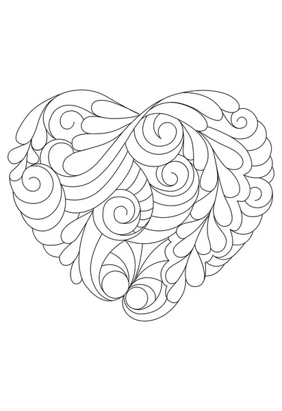 Coloriage style.Valentine's day theme. Coeur avec abstrait p — Image vectorielle