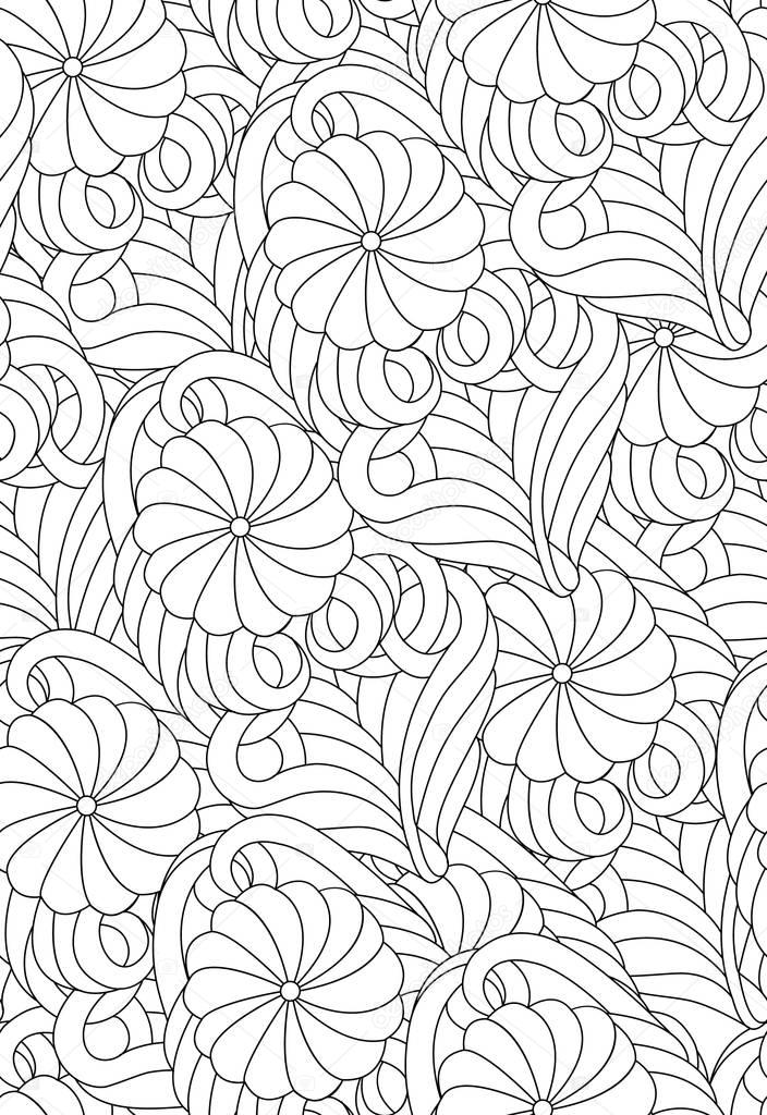 Black and white abstract pattern for coloring. Seamless vector illustration.