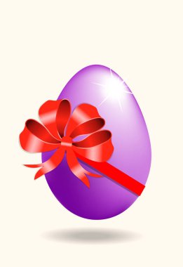 Vektör yumurta beyaz bir arka plan üzerinde izole kırmızı kurdele ile