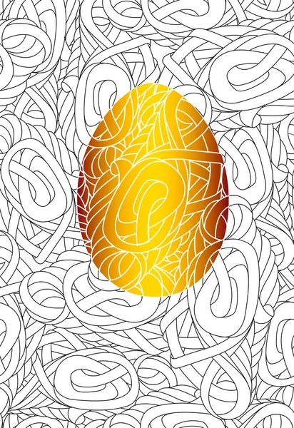 Huevo de Pascua dorado y patrón abstracto monocromo sin costura para col — Vector de stock