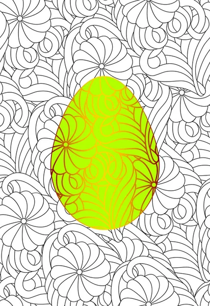 Gold easter egg and seamless monochrome abstract pattern for col — Stock Vector