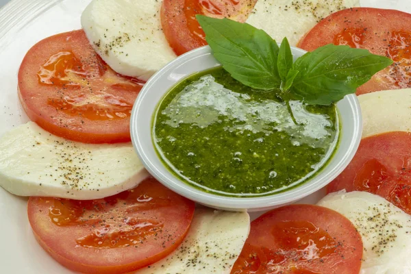 Feta Appetizer Tomato Garlic Basil Sauce — Stock Photo, Image