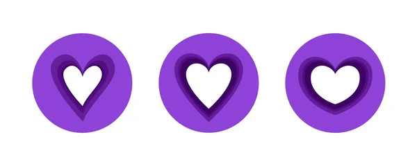 Trois Formes Cœur Différentes Sont Cercles Violets Idée Pour Journée — Image vectorielle