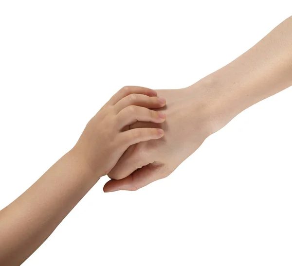 Esta Foto Mostra Duas Mãos Mão Criança Está Punho Feminino — Fotografia de Stock