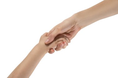 Annenin eli bebeğin elini tutuyor..