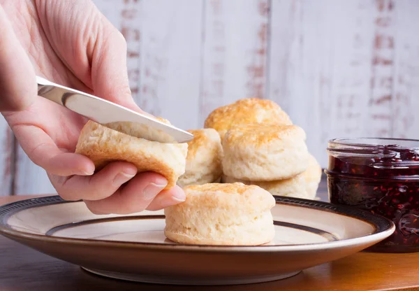 Homemade English scones for four o'clock tea in a plate — Stock Photo, Image