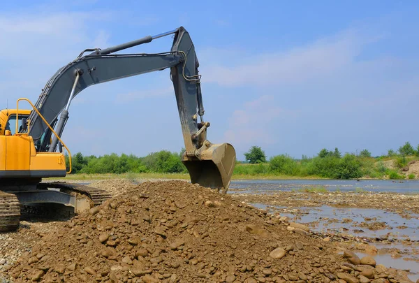 Gravel excavated in the mainstream of the river