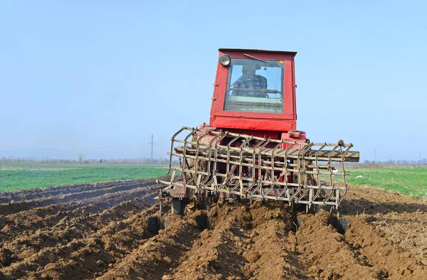 Farmer Tractor Handles Field — Stock Photo, Image