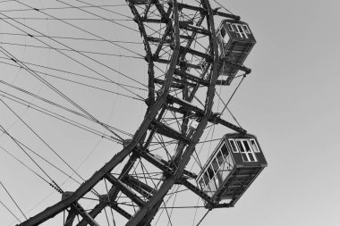 Viyana, Avusturya - 2 Mayıs 2017: Viyana Giant Ferris Wheel parçası. Wurstelprater, Prater. Leopoldstadt.