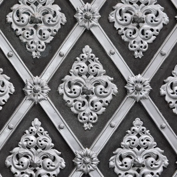 Oude Gesmede Metalen Textuur Met Decoratieve Overlays Deuren Poorten Rolluiken — Stockfoto